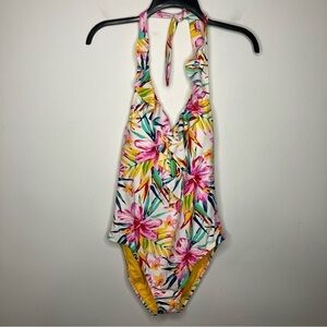 NWT Bleu Rod Beattie bright ruffle trimmed swimsuit one piece size 14